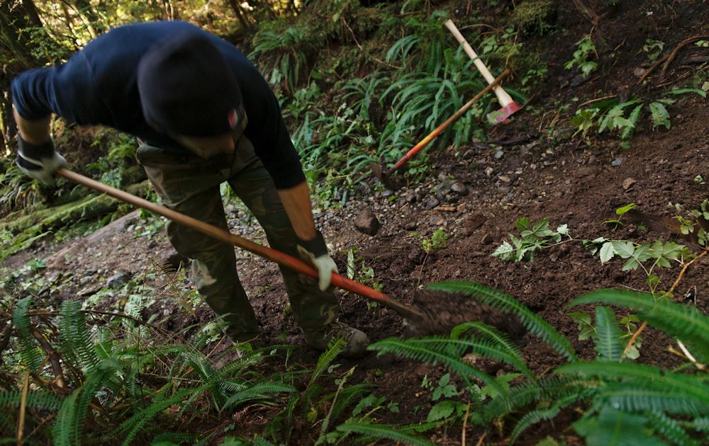 Alexis digging out the ditch